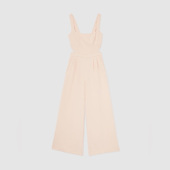 Reiss Dion Wide-Leg Cut-Out Waist Trouser Pant Jumpsuit, Pale Pink, Size 6, NWOT - Picture 5 of 15